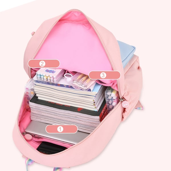 Lasten koululaukku söpö kaunis vedenpitävä reppu vaaleanpunainen sininen vaaleanpunainen sininen-WELLNGS Pink Blue S