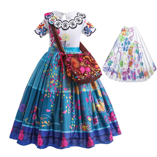 Kukka Encanto -asu Isabella Charm -mekko tytöille, prinsessamekko, fantasiajuhlat, lasten naamiaisasu - WELLNGS 14 4T(Size 110)