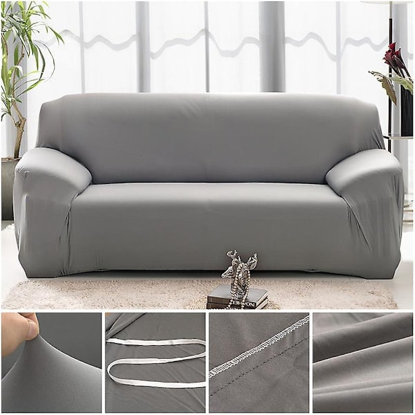 Sofa Betræk Solid Farve Sofa Betræk til Stue Elastisk Hjørne Sofa Betræk Betræk Stolebeskytter 1/2/3/4 Sæder - WELLNGS Tan 4-seater 235-300cm