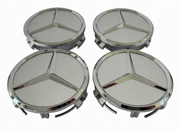 4Parts - M ercedes-B enz senterdeksel/hjul emblem - Bil 75mm Silver