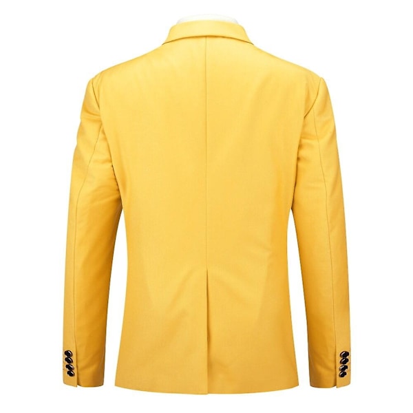 Allthemen Herr Business Blazer Solid Slim Fit Jacka-WELLNGS Yellow S