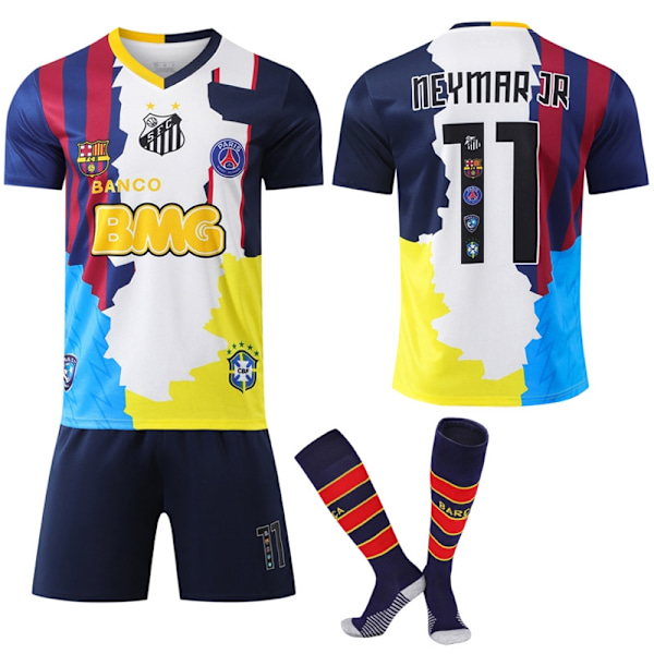 Kausi 25-26 Nro 11 Neymar Jr Legend -pelipaitasetti lapsille ja aikuisille, jalkapallovarusteet (sisältää sukat) - WELLNGS 16