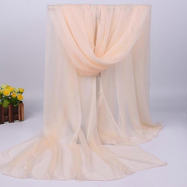 Kvinners Lang Myk Sjal Chiffon Silke Avslappet Sjal - WELLNGS Beige