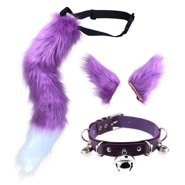 Cat Ears and Set Vuxenöron Tail Kit Fuskpälssvans för barn Choker Halloween Julfest Leverans-WELLNGS Style 2