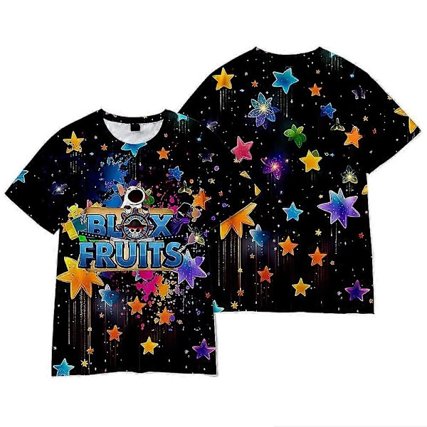 Roblox Blox Fruits Barn 3D-tryckt T-shirt för barn, coola, avslappnade, lösa sommar-T-shirts med korta ärmar för pojkar och flickor - WELLNGS 11 9-10Years
