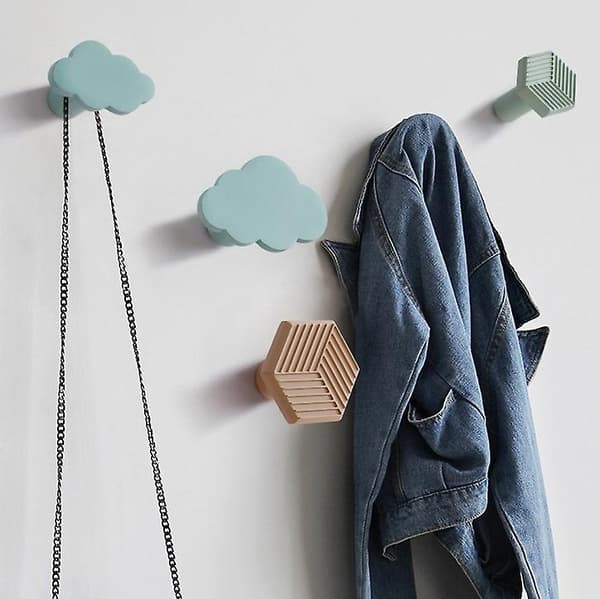 Moderne Dekorative Vægkroge Knager 4-delt Sæt - WELLNGS 4-cloud Set