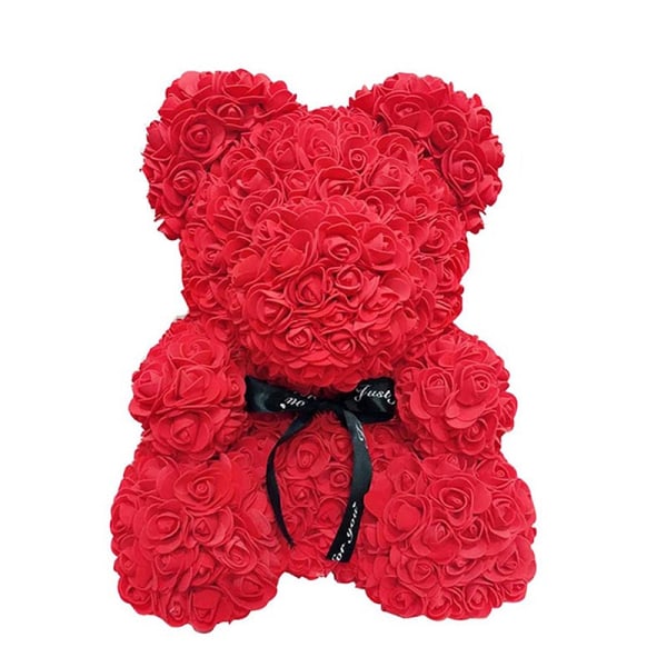 Rose Bear Rose Flower Teddy Bear til jubilæer, fødselsdage, brudebade, kæreste, kone, mødre-WELLNGS Red