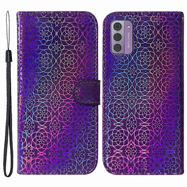 Nokia G42:lle Häikäisevä Kukkakuvioinen Pudotussuojakotelo PU-nahkainen Lompakkoteline Puhelinkotelo - WELLNGS Style D