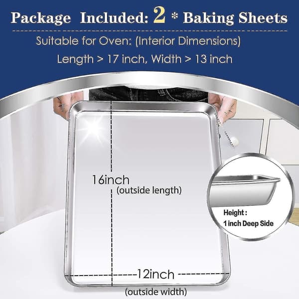 2-delt sett med bakeformer, bakeform i rustfritt stål, 16x12x1 tommer - WELLNGS