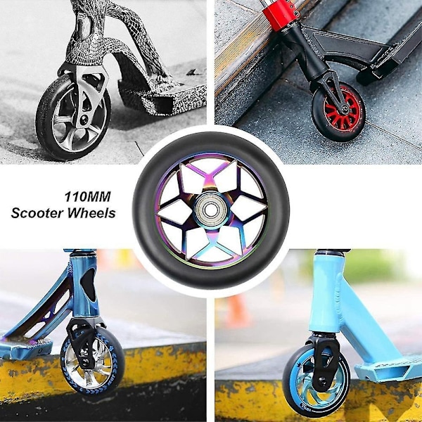Scooter-tarvikkeet 110 mm rullalautailupyörät Värilliset PU-pyörät Paksu Stunt-pyörät Laakereilla - WELLNGS
