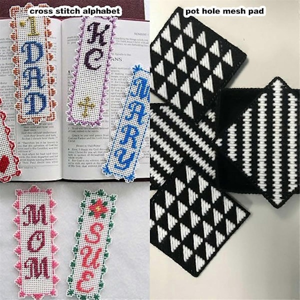 Mesh Canvas Ark til Broderi, Fursuit Øjen Mesh, Hvid Needlepoint Mesh Canvas til Håndværk DIY, Strik Hæklet Projekter-WELLNGS