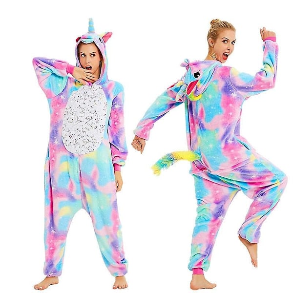Enhörningskatt Bodysuit Vuxen Djur Stitch Totoro Bodysuit Kvinnor Män Par Vinter Pyjamas Set Nattkläder Hemkläder - WELLNGS Blue stitch 6t(height 105-115cm)