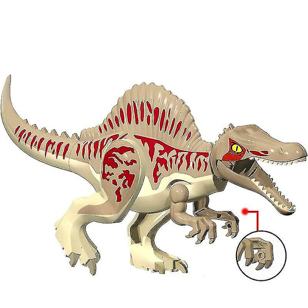 1 stk. Jurassic Big Size Dinosaur Building Blocks T-rex Quetzalcoatlus Baryonyx Actionfigurer Børnelegetøj Gaver-WELLNGS Spinosaurus