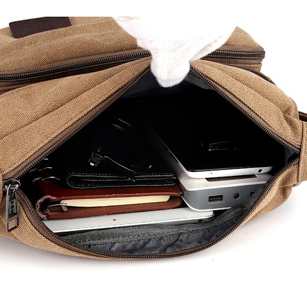 Vattentät budväska axelväska medium, multifickor canvas crossbody väska för män kvinnor, casual herr väska(M)-WELLNGS