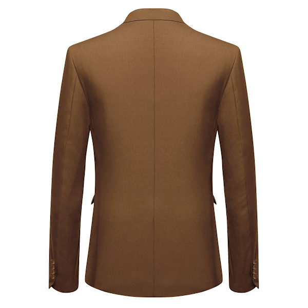 Allthemen Herrkostym 3-delat Business Solid Slim Fit Kostymjacka&byxor&väst-WELLNGS Light Brown L