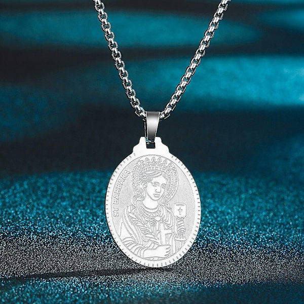 Pyhän Yrjänän riipuskaulakoru miehille ja naisille, soturi Pyhä Yrjänä ja lohikäärme Totem-riipus, kaulakoru, amuletti, koru - WELLNGS Saint Barbara-S