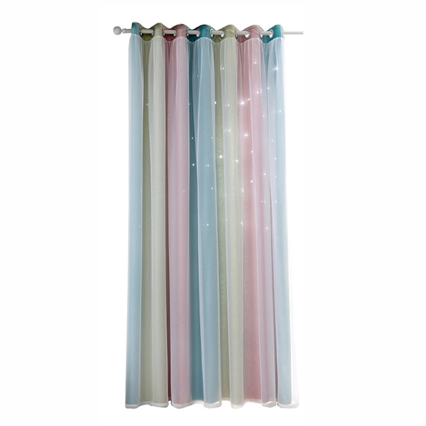 Stjerne Gardiner Stjerner Blackout Gardiner til Børn Piger Soveværelse Stue Farverige Dobbelt Lag Stjerne Vindue Gardiner, 1 Panel (53\"W x 85\"LPink) Pink 134 x 210