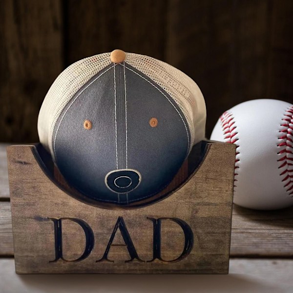 Pappa Tre Hatteholder i Tre Personlig Baseball Hat Oppbevaring Hylle Farsdag Gave-WELLNGS Khaki