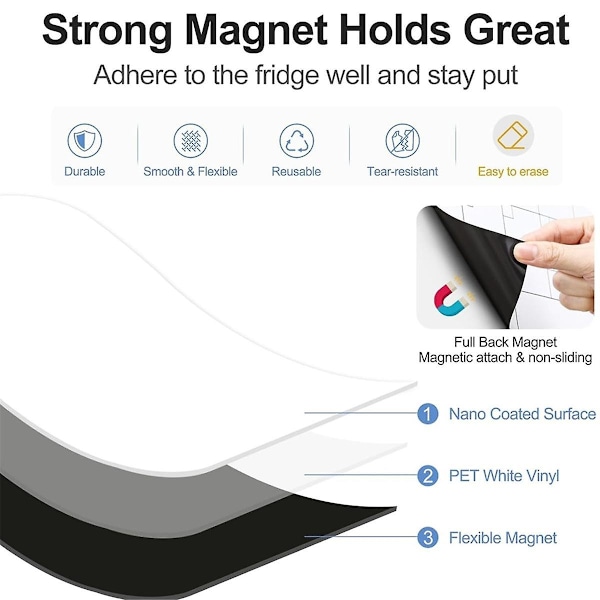 4 kpl Magneettisia Kuiva-pyyhittäviä Valkotauluja - Jääkaappi, Seinämagneetti Pieni Valkotaulu Tahran Kestävä Teknologia, 12 X 8 Tuumaa - WELLNGS