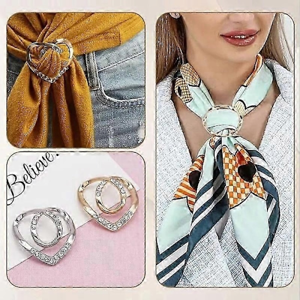 4 st Scarves Ring Clip-T-Shirt Clip Kläder Hörn Knuten Knapp för Kvinnor-WELLNGS Combination 2 set1