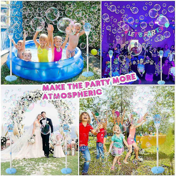 Automatisk Bubbelmaskin med Ställ, Ljus & Musik - 20 000+ Bubblor Utomhus Bubbelblåsare för Barn, Småbarn, Bröllop & Födelsedagsfester - WELLNGS Bundle