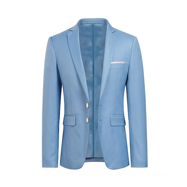 Allthemen Herr Business Blazer Solid Slim Fit Jacka-WELLNGS Sky Blue L