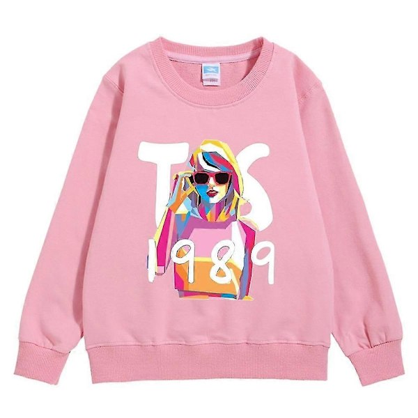 5-10 år Børn Drenge Piger Taylor Swift 1989 Sweatshirt Print Langærmet Rund Hals Afslappet Løs Pullover Toppe Fans Gaver-WELLNGS pink 6-7 years old