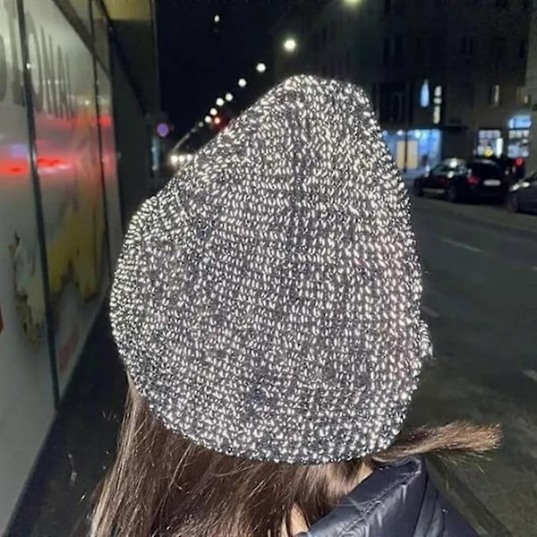 Heijastavat hatut miehille ja naisille, joustavat heijastavat hatut, lämpimät neulotut hatut, 54-58 cm - WELLNGS grey