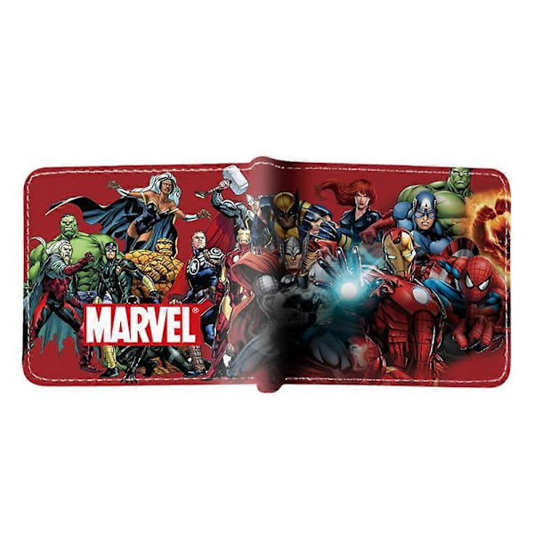 Marvel Spiderman Deadpool Superhelt Trykt Pengepung Børn Drenge Piger Tegneserie PU Tegnebog Kort Bi-fold ID Kort Holder Pengepung Børnegave-WELLNGS B