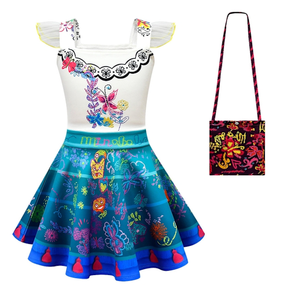 Blomster Encanto Kostyme Isabella Charm Kjole Jenter Prinsessekjole Fantasy Party Barnekostyme 2-WELLNGS 21 6T(Size 130)