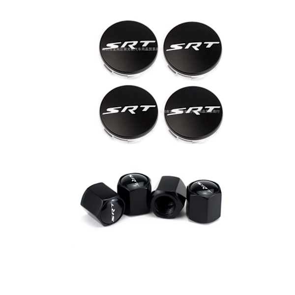 4 st 8 st 63 mm hjulnavkapslar för D-odge Srt Caliber Challenger Journey Caravan Durango Nitro bilhjulskåpstillbehör-WELLNGS 8PCS black SRT