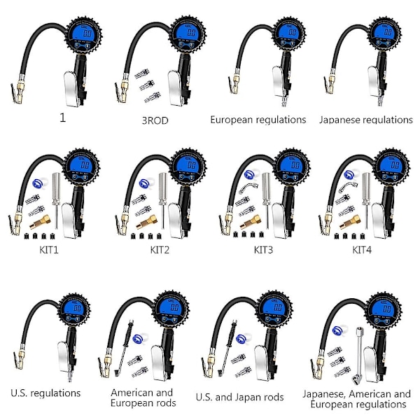 3-200 Psi Professionel Læser Dæk Lufttryksmåler til Bil Lastbil Cykel-WELLNGS KIT 1