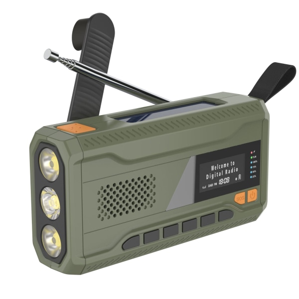 Bärbar Dab/fm-radio, 4000 mah Dynamo Solar Radio, Solar Crank Radio, Survival Solar Radio Dab Radio USB laddare med nödlarm-WELLNGS
