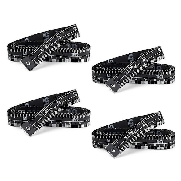 Måttband 4-pack, Måttband för kropp Dubbel Skala Måttband för Sömnad, Kropp, Skräddare 150 cm/60 Tum-WELLNGS black