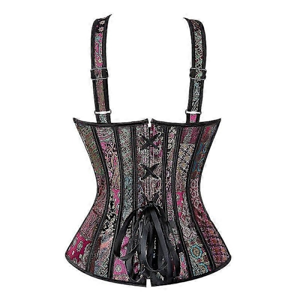 Jacquard Vævet Halter Korset Gotisk Punk Bustier Shapewear-WELLNGS PUrple XL