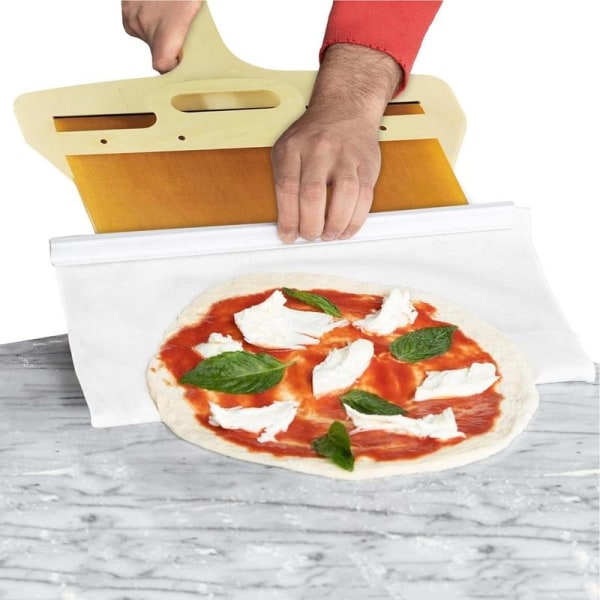 Liukuva pizzakuori Magic Non-stick Pizza Paddle Pizza Spatula Puukahvalla Kakunnostin Siirtoalusta Keittiön Pizzalapio-WELLNGS 35x55CM