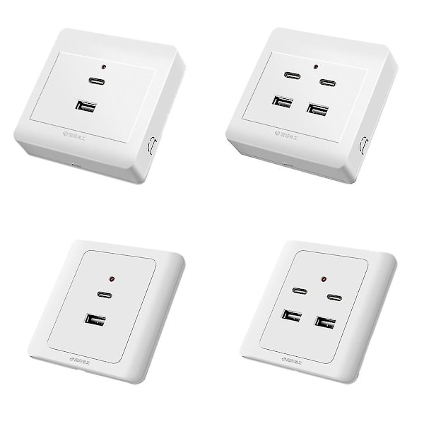 Usb-pistorasia Typec Usb-seinälaturi Pistorasia latauspistorasialla Usb-porteilla - Varastossa - WELLNGS C