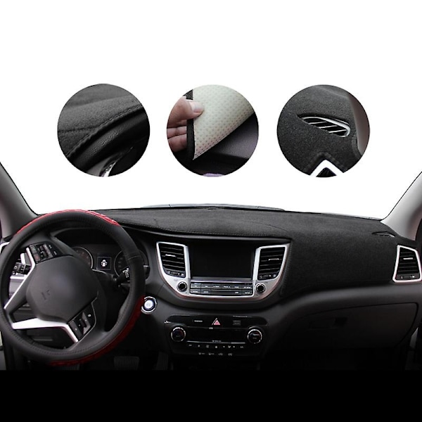 Hyundai Tucson 2015-2020 kojelaudan suojamatto Dash-mat aurinkosuoja instrumenttipaneeli matot anti-uv Hyundai Tucson 2015-2019 autotarvikkeet-WELLNGS 0 LHD Black 2019-2020