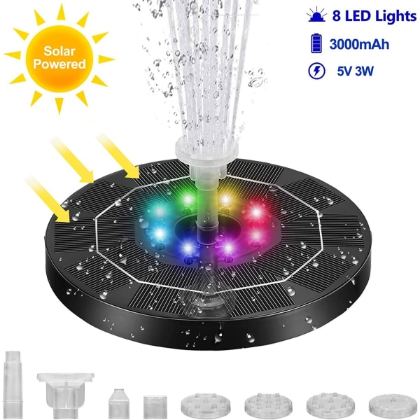 Aurinkosuihkulähde Aurinkovoimalla toimiva suihkulähde vesilähde LED / Vesipumppu-WELLNGS black
