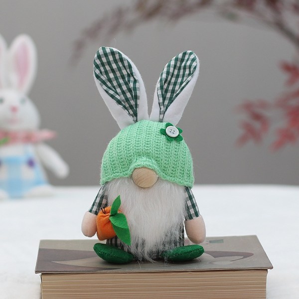 Easter bunny, handmade doll, family Easter decorations-WELLNGS grön