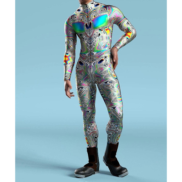 Robot Kostume Mænd, Alien Kostume Mænd, Festival Kostumer til Mænd, Rave Kostume Mænd, Festival Bodysuit-WELLNGS VV018 Adult 3XL