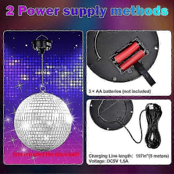 Roterende Diskotekule Motorlys med Fjernkontroll, 18 LED-lys for 12 16 20 24 tommers Speilkule Spinner (Kule ikke inkludert) - WELLNGS