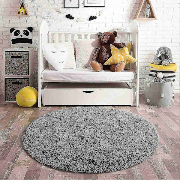 Noahas pyöreä pehmeä matto olohuoneeseen, paksu matto, pörröinen suuri alue matto lattialle pehmeä matto makuuhuoneeseen pitkä pehmeä matto - WELLNGS Gray 183X183CM  6X6inch