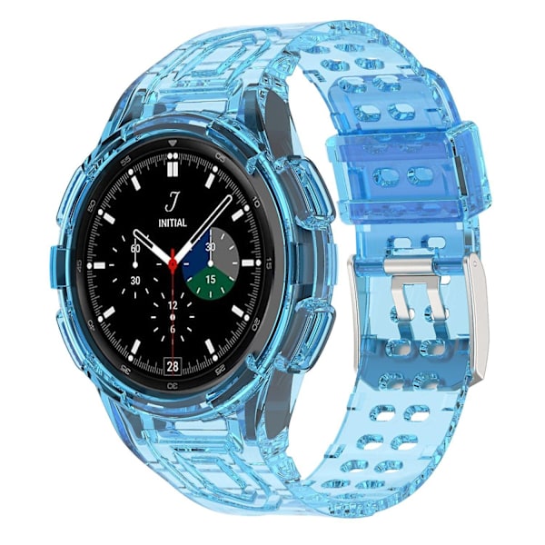 Til Samsung Galaxy Watch4 Classic 46mm Rem Justerbar Rem med Integreret Etui Blå-WELLNGS Transparent Style L Samsung Galaxy Watch4