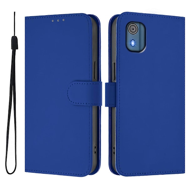 PU-fodral i enfärgad design kompatibelt med Nokia C02-WELLNGS Dark Blue