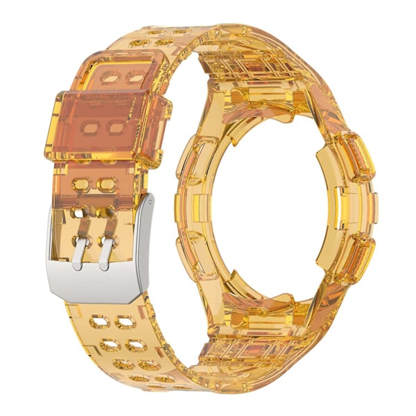 Til Samsung Galaxy Watch4 Classic 46mm Urrem Justerbar Rem med Integreret Etui Orange-WELLNGS Transparent Style I Samsung Galaxy Watch4