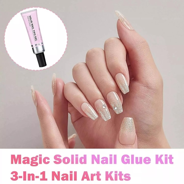 Lulou Magic Solid Nail Glue Kit 3-in-1 Nail Art -sarjat kynsitipille Paina kynsiä - WELLNGS Solid Patch Adhesive