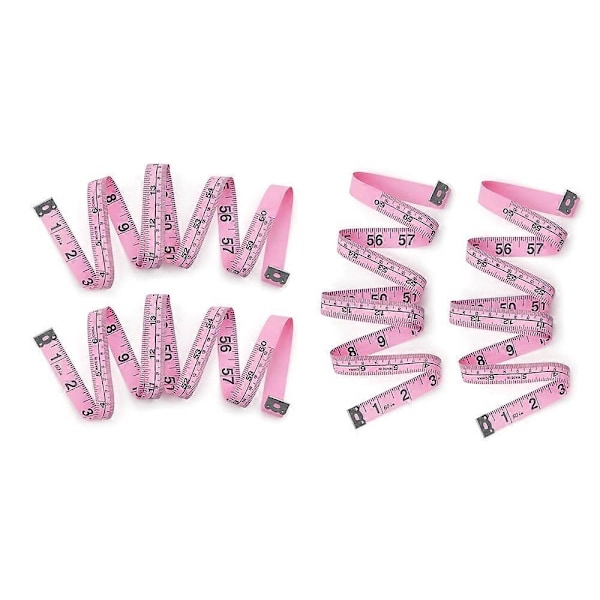 Måttband 4-pack, Måttband för kropp Dubbel Skala Måttband för Sömnad, Kropp, Skräddare 150 cm/60 Tum-WELLNGS Pink