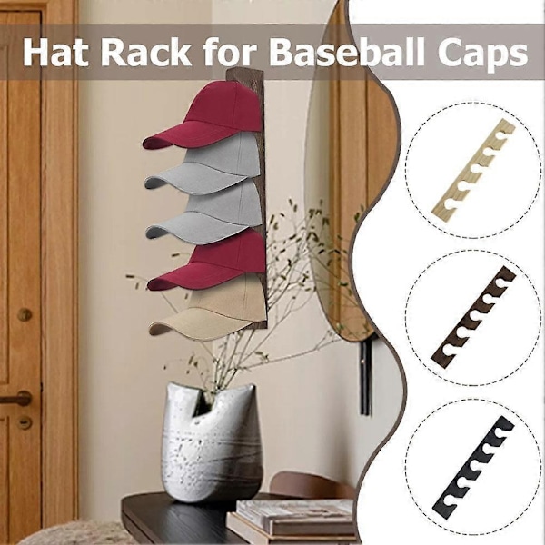 Baseballcaps-hylle i tre, dørhylle for baseballcaps, oppbevarings- og utstillingshylle - WELLNGS A