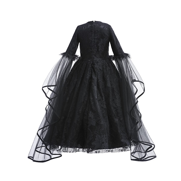 Maleficent tyttöjen mekko ylellinen pitsi musta noitamekko lapset Halloween karnevaali roolileikkiasu tumma teema roolileikkiasu setti 05-WELLNGS Dress Sets 05 4Y Tag-120